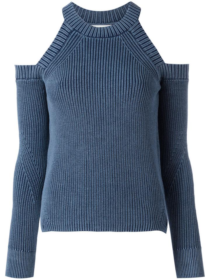 Rag & Bone /jean Cold-shoulder Ribbed Jumper, Women's, Size: Xs, Blue, Cotton