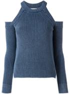 Rag & Bone /jean Cold-shoulder Ribbed Jumper, Women's, Size: Xs, Blue, Cotton