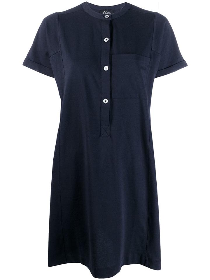 A.p.c. Short-sleeve Flared Dress - Blue