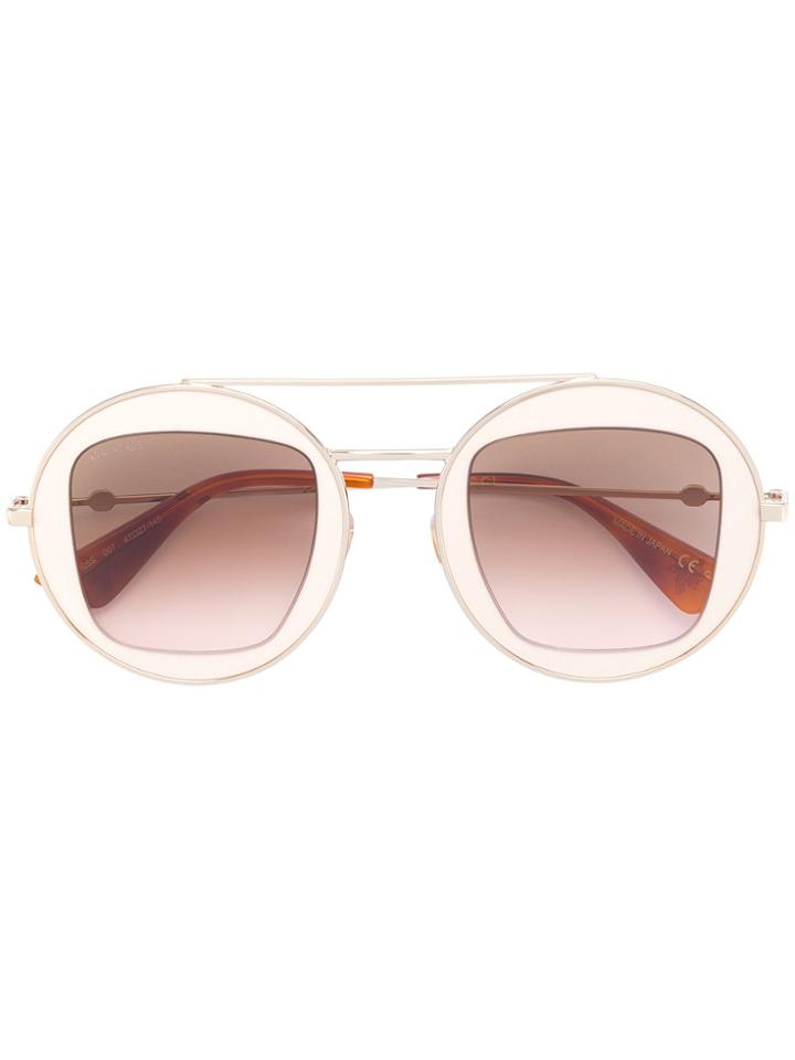 Gucci Eyewear Round Metal Frame Sunglasses - Nude & Neutrals