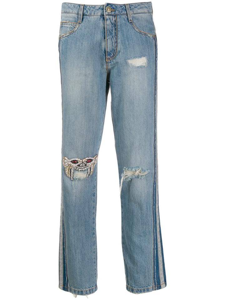 Ermanno Scervino Embellished-mask Jeans - Blue