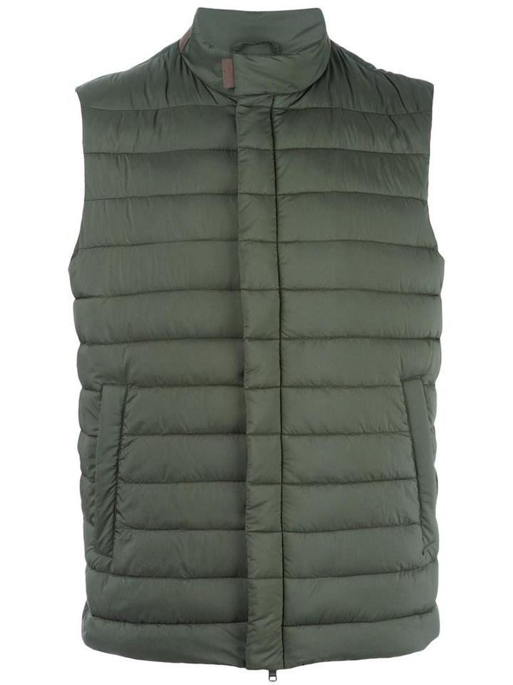 Herno Classic Gilets, Men's, Size: 48, Green, Polyester/polyamide/polyurethane