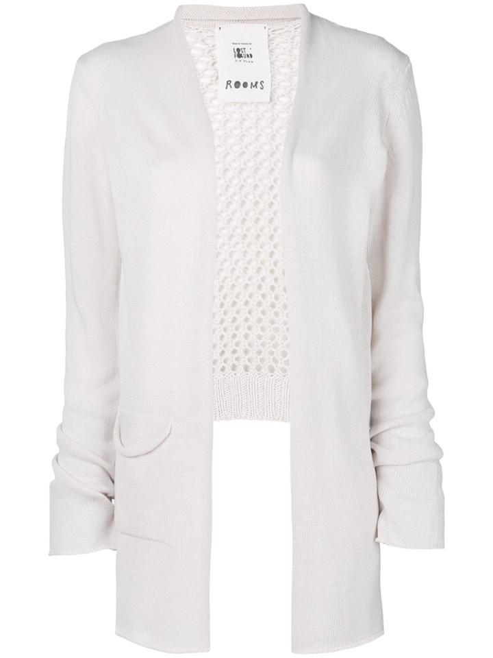 Lost & Found Rooms Net Side Slit Cardigan - White