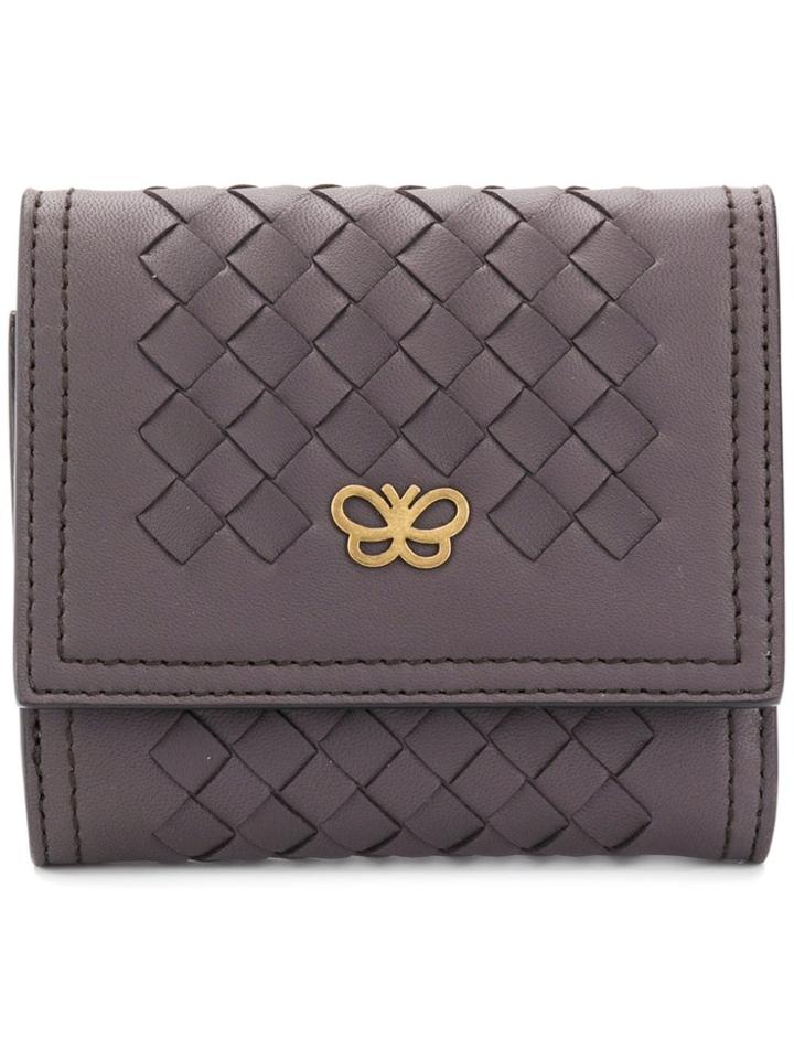 Bottega Veneta Woven Butterfly Wallet - Brown
