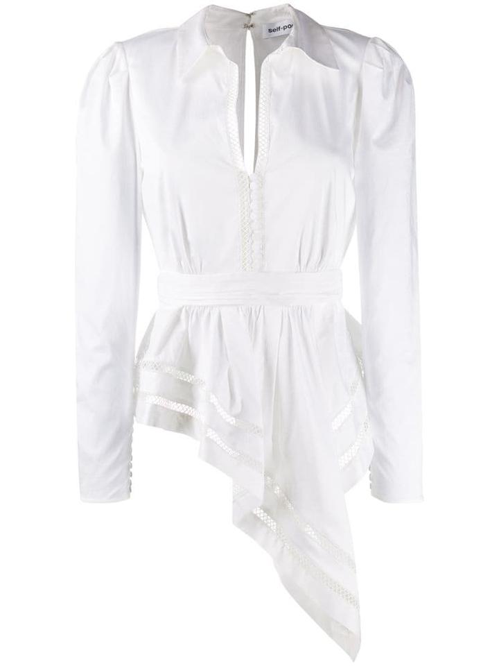Self-portrait Asymmetric Drape Shirt - White