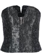 Rubin Singer Deep V Corset With Beaded Lace Overlay - Blue