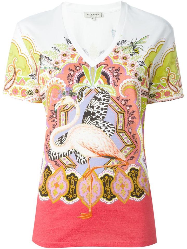 Etro Printed T-shirt, Women's, Size: 40, White, Cotton