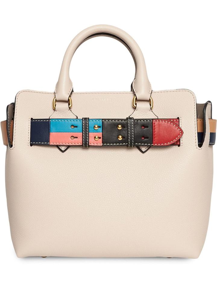Burberry The Small Leather Colour Block Detail Belt Bag - Nude &