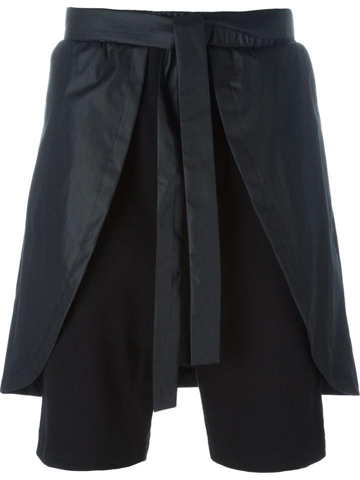 D-gnak Overlay Drop Crotch Shorts, Men's, Size: 34, Black, Cotton/nylon