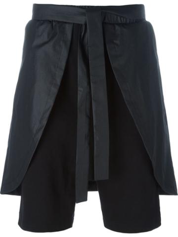 D-gnak Overlay Drop Crotch Shorts, Men's, Size: 34, Black, Cotton/nylon