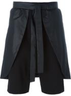 D-gnak Overlay Drop Crotch Shorts, Men's, Size: 34, Black, Cotton/nylon