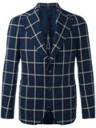 Tagliatore Checked Blazer, Men's, Size: 48, Blue, Cotton/polyamide/cupro