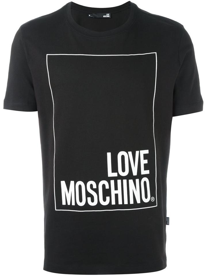 Love Moschino Logo Print T-shirt, Men's, Size: Medium, Black, Cotton