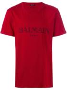 Balmain Logo T-shirt, Men's, Size: Xl, Red, Cotton