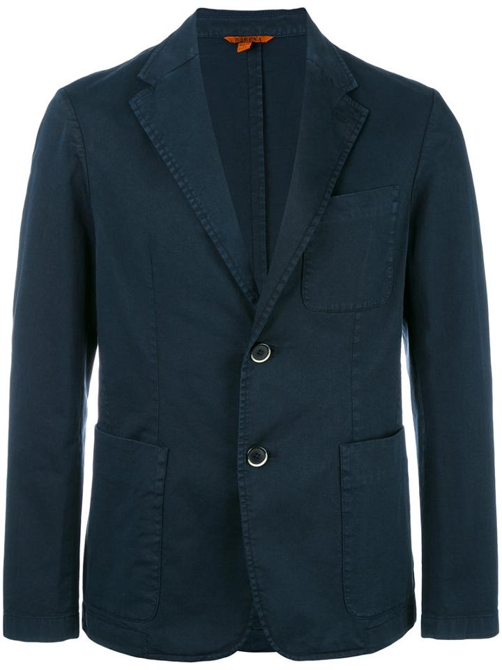 Barena Two Button Blazer, Men's, Size: 48, Blue, Cotton/spandex/elastane