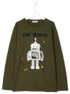 Dondup Kids Teen Robot Print Long Sleeve T-shirt - Green