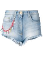 Elisabetta Franchi Chain-embellished Cutoff Shorts - Blue