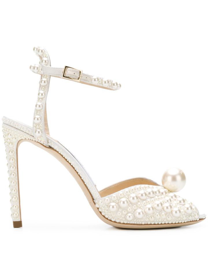 Jimmy Choo Sacora 100 Pearl Embellished Pumps - White