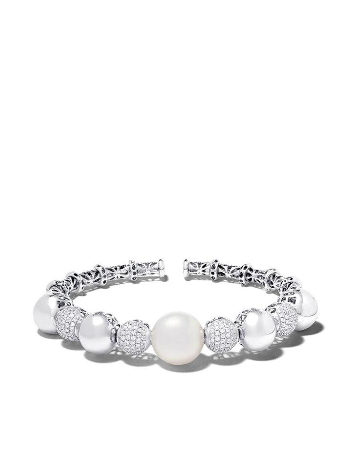 Yoko London 18kt White Gold Mayfair South Sea Pearl And Diamond Cuff -