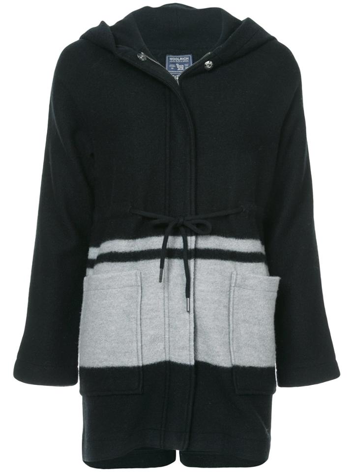 Woolrich Hooded Paneled Coat - Black