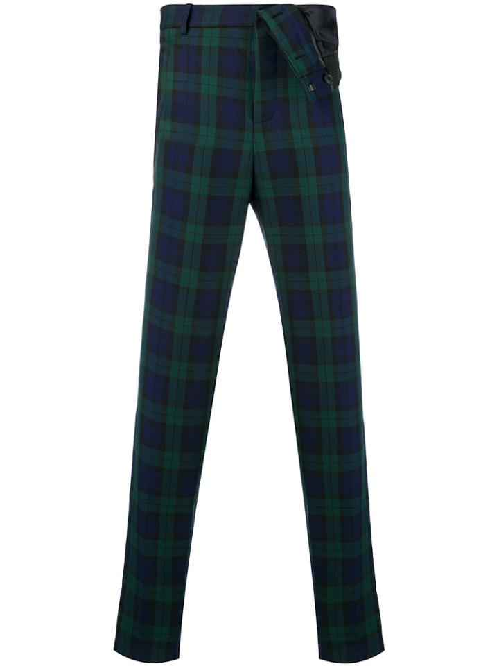 Y / Project Asymmetric Plaid Trousers - Blue