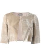 Alberta Ferretti Velvet Effect Cropped Jacket, Women's, Size: 40, Nude/neutrals, Rayon/silk/acetate/other Fibers