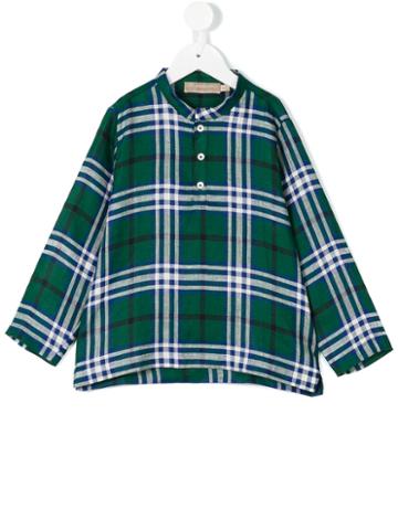 La Stupenderia - Checked Henley Shirt - Kids - Linen/flax - 8 Yrs, Green