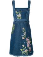 Alexander Mcqueen - Floral Embroidered Denim Dress - Women - Cotton - 40, Blue, Cotton