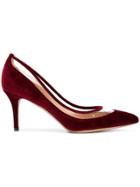 Valentino Velvet Classic Pumps With Clear Panel - Red