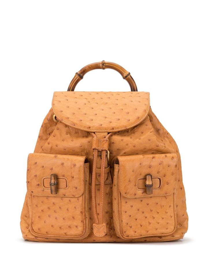 Gucci Pre-owned Textured Drawstring Backpack - Brown
