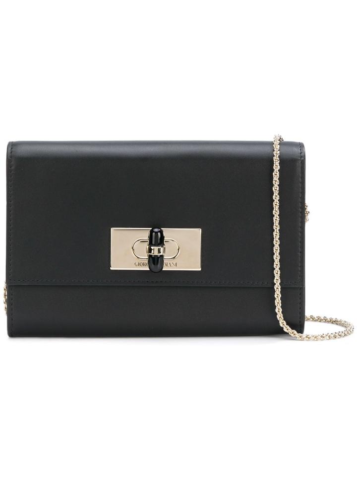 Giorgio Armani Logo Chain Shoulder Bag - Black