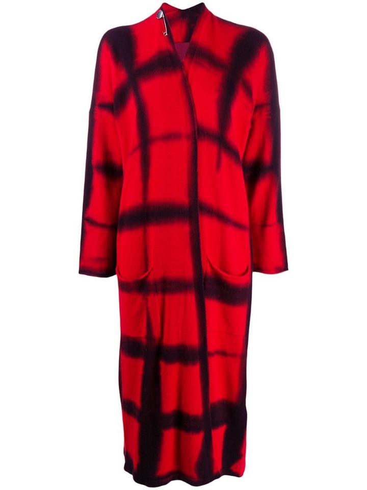 Masnada Knitted Tie-dye Cardi-coat - Red