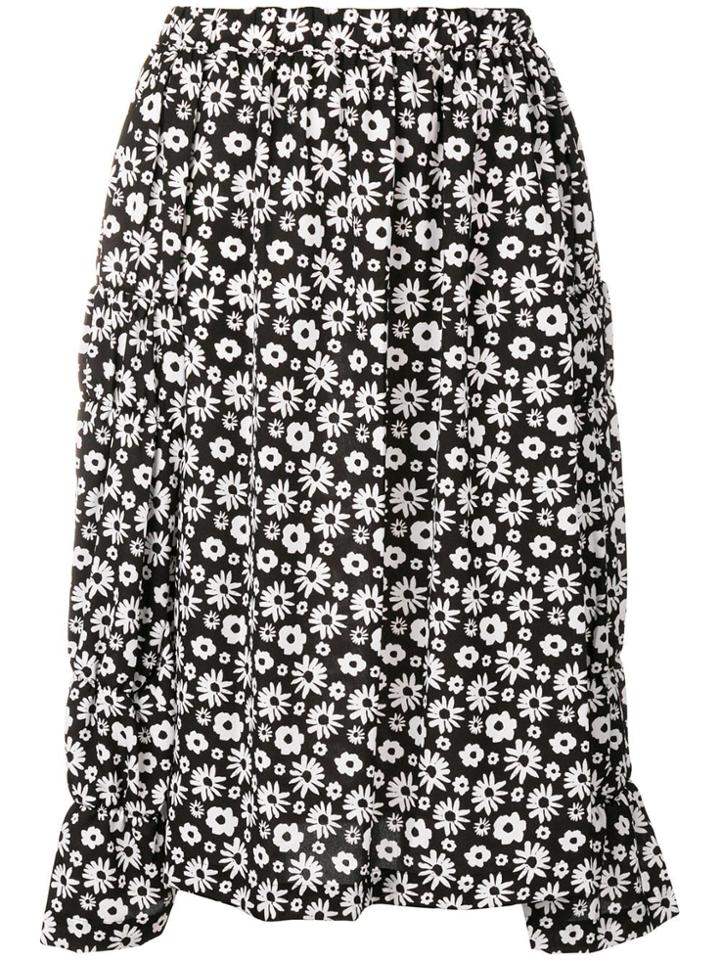 Comme Des Garçons Comme Des Garçons Floral Print Pleated Skirt - Black