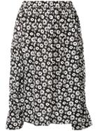 Comme Des Garçons Comme Des Garçons Floral Print Pleated Skirt - Black