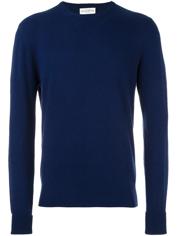 Ballantyne Crew Neck Jumper, Men's, Size: 56, Blue, Cashmere/wool