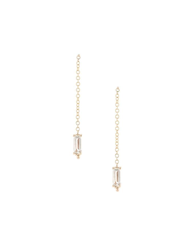 Natalie Marie 9kt Yellow Gold Kadhi Green Amethyst Drop Stud Earrings