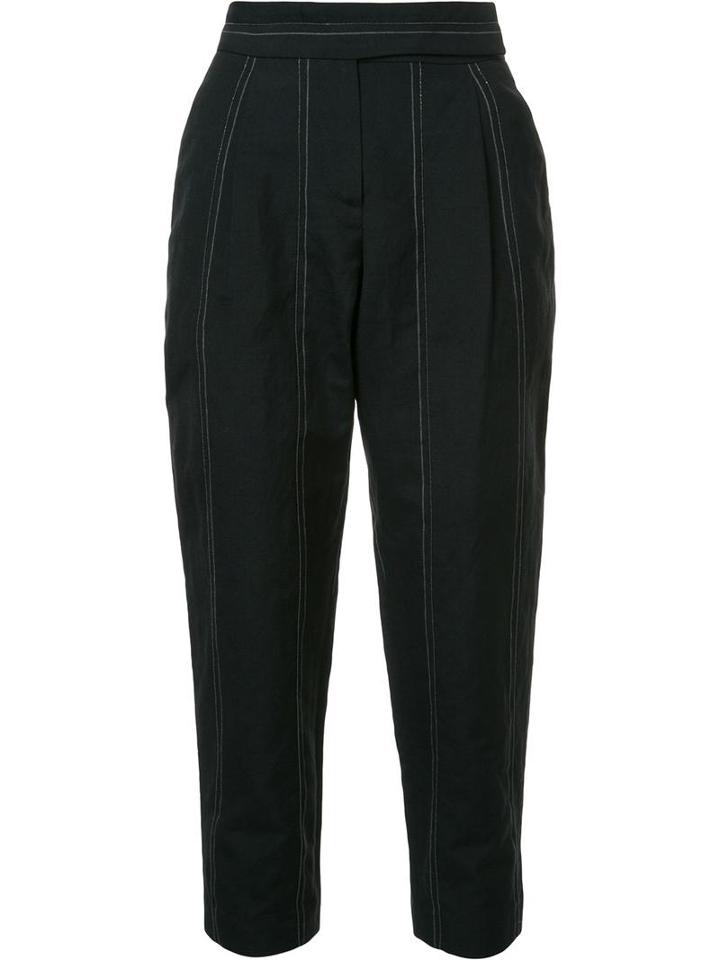 Brunello Cucinelli High-waisted Trousers, Women's, Size: 46, Black, Virgin Wool/linen/flax/polyester/cupro
