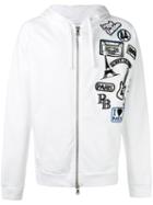 Pierre Balmain Logo Patch Zipped Hoodie, Men's, Size: 52, White, Cotton