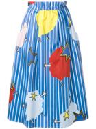 Mira Mikati Pinstripe Star Burst Print Skirt - Blue