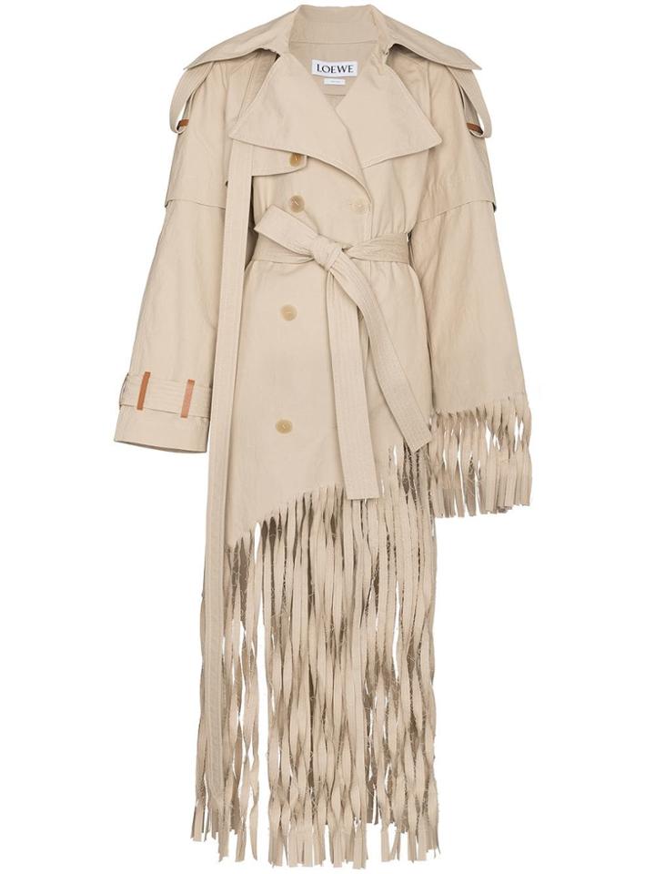 Loewe Cotton Fringe Trench Coat - Neutrals
