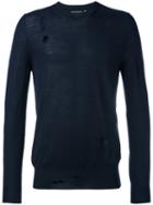 Distressed Jumper - Men - Silk/wool - M, Blue, Silk/wool, Alexander Mcqueen