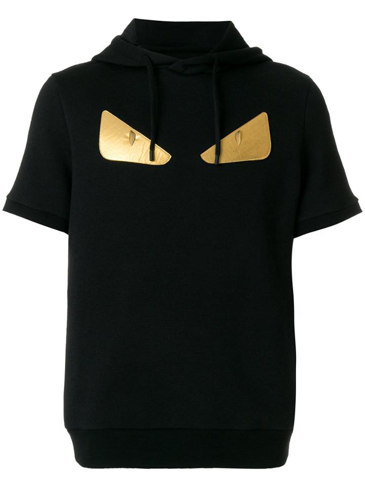 Fendi Bag Bugs Short Sleeve Hoodie - Black