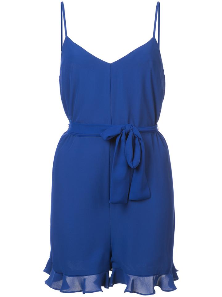 Amanda Uprichard Spaghetti Strap Ruffled Romper - Blue