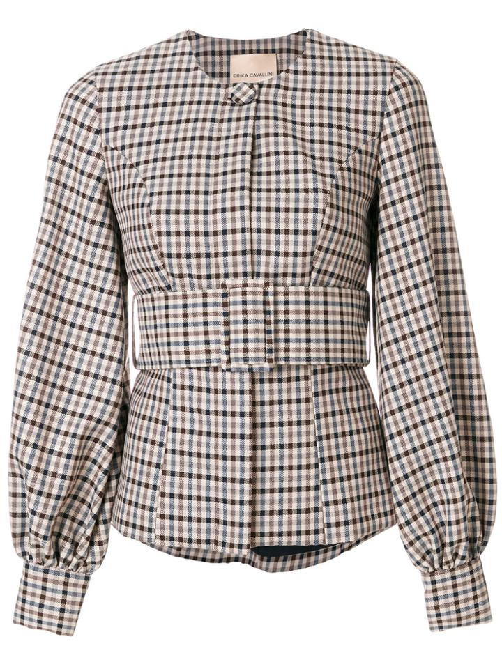 Erika Cavallini Check Belted Jacket - Nude & Neutrals