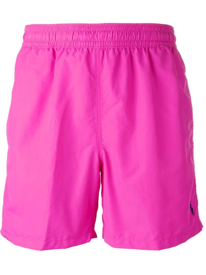 Polo Ralph Lauren Embroidered Logo Swim Shorts, Men's, Size: Xl, Pink/purple, Polyamide/polyester