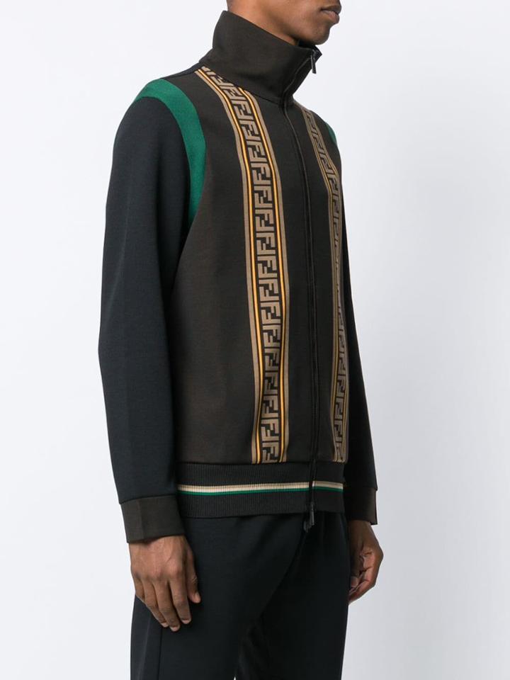 Fendi Panelled Bomber Jacket - Black
