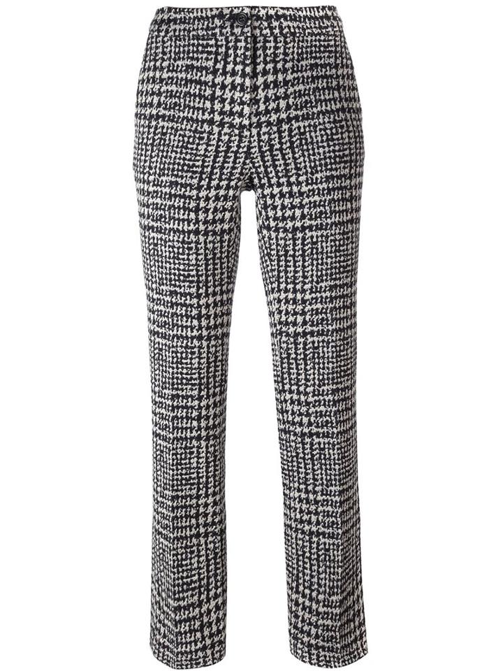 Luisa Cerano Plaid Straight Leg Trousers, Women's, Size: 44, Black, Cotton/spandex/elastane