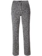 Luisa Cerano Plaid Straight Leg Trousers, Women's, Size: 44, Black, Cotton/spandex/elastane