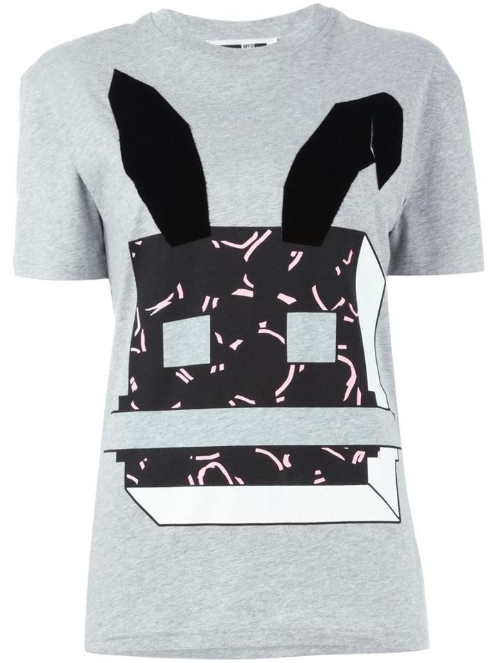 Mcq Alexander Mcqueen Electro Bunny Print T-shirt, Women's, Size: M, Grey, Cotton