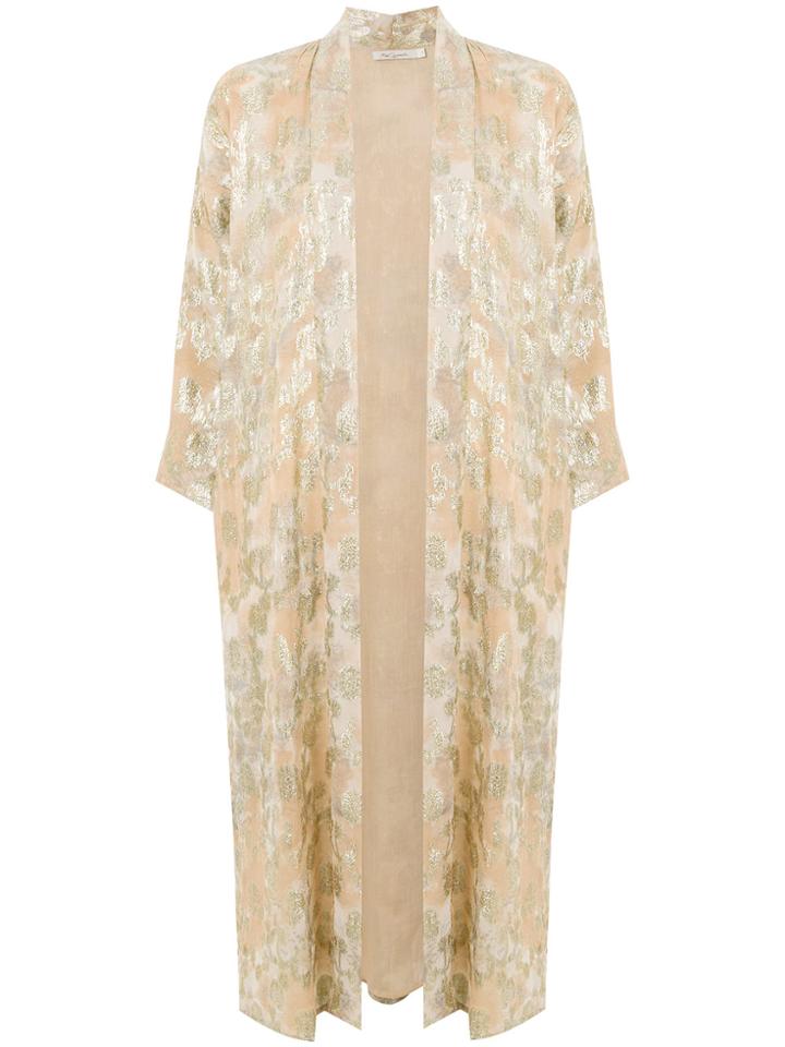 Mes Demoiselles Shimmery Print Kimono Coat - Nude & Neutrals